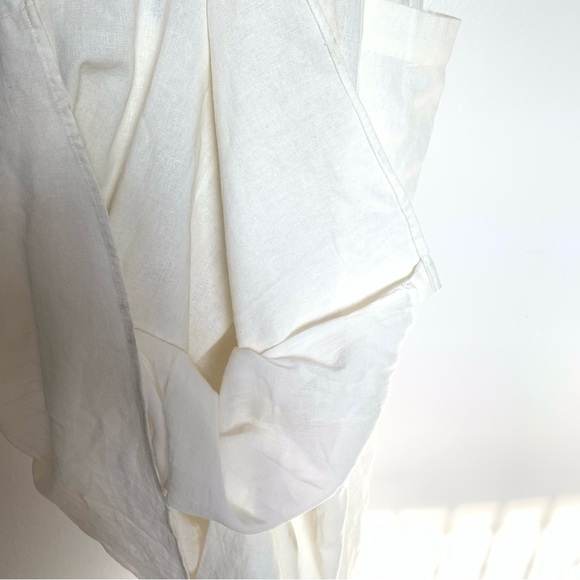 Zara TRF Trafaluc linen viscose cotton midi ivory white dress with buttons - Picture 7 of 12
